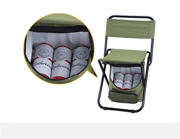 Portable outdoor folding ice bag chair with storage bag with back insulation 3 in 1 recreational camping fishing chair - Image 2