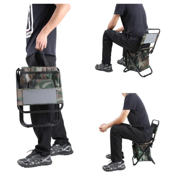 Outdoor Camping Hunting Fishing Collapsible Camouflage Chair Multifunction Folding Seat Stool With Backpack And Cooler Bag - Image 5