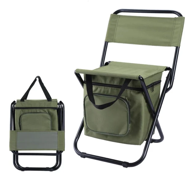 Portable outdoor folding ice bag chair with storage bag with back insulation 3 in 1 recreational camping fishing chair - Image 6