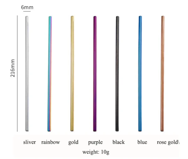 6mm 8mm 12mm bubble tea drinking 304 stainless steel straw whosale with custom color