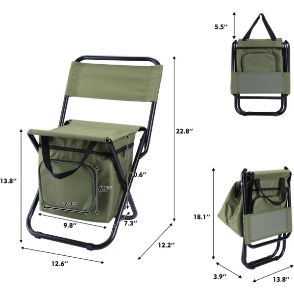 Outdoor Folding Backpack Chair Portable Storage Bag 3-in-1 Leisure Camping Fishing - Image 4