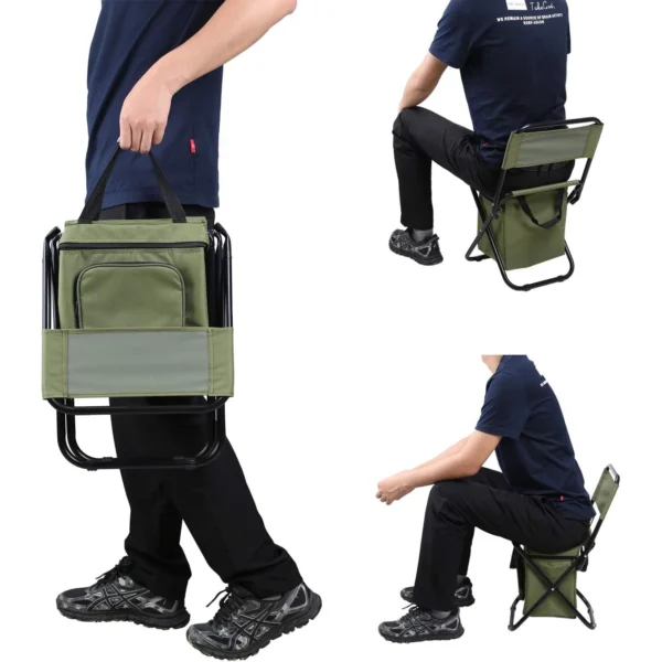 Outdoor Folding Backpack Chair Portable Storage Bag 3-in-1 Leisure Camping Fishing - Image 3