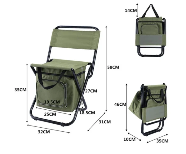 Portable outdoor folding ice bag chair with storage bag with back insulation 3 in 1 recreational camping fishing chair - Image 5