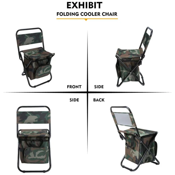 Outdoor Camping Hunting Fishing Collapsible Camouflage Chair Multifunction Folding Seat Stool With Backpack And Cooler Bag