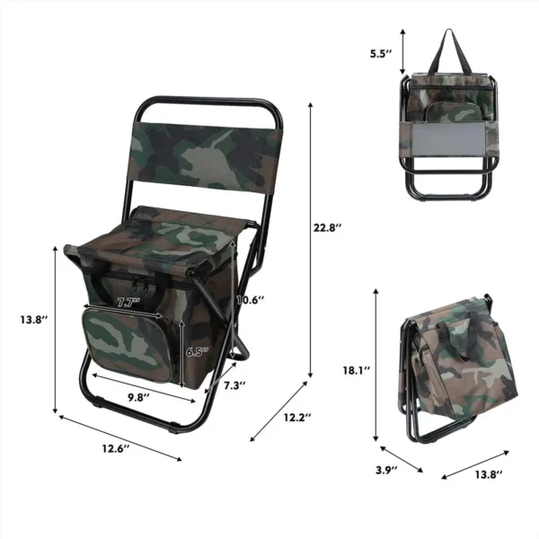 Outdoor Camping Hunting Fishing Collapsible Camouflage Chair Multifunction Folding Seat Stool With Backpack And Cooler Bag - Image 2