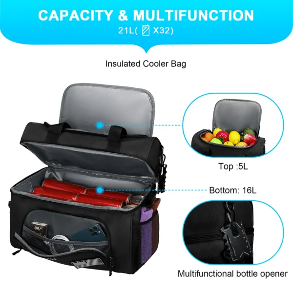 2022 new arrival foldable large cooler bag ice pack waterproof travel lunch bag picnic camping trip men women cooler bags - Image 2