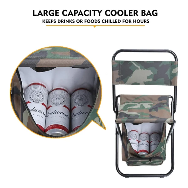 Outdoor Camping Hunting Fishing Collapsible Camouflage Chair Multifunction Folding Seat Stool With Backpack And Cooler Bag - Image 3